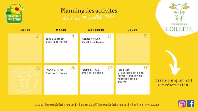 Planning été 2024 semaine 1
