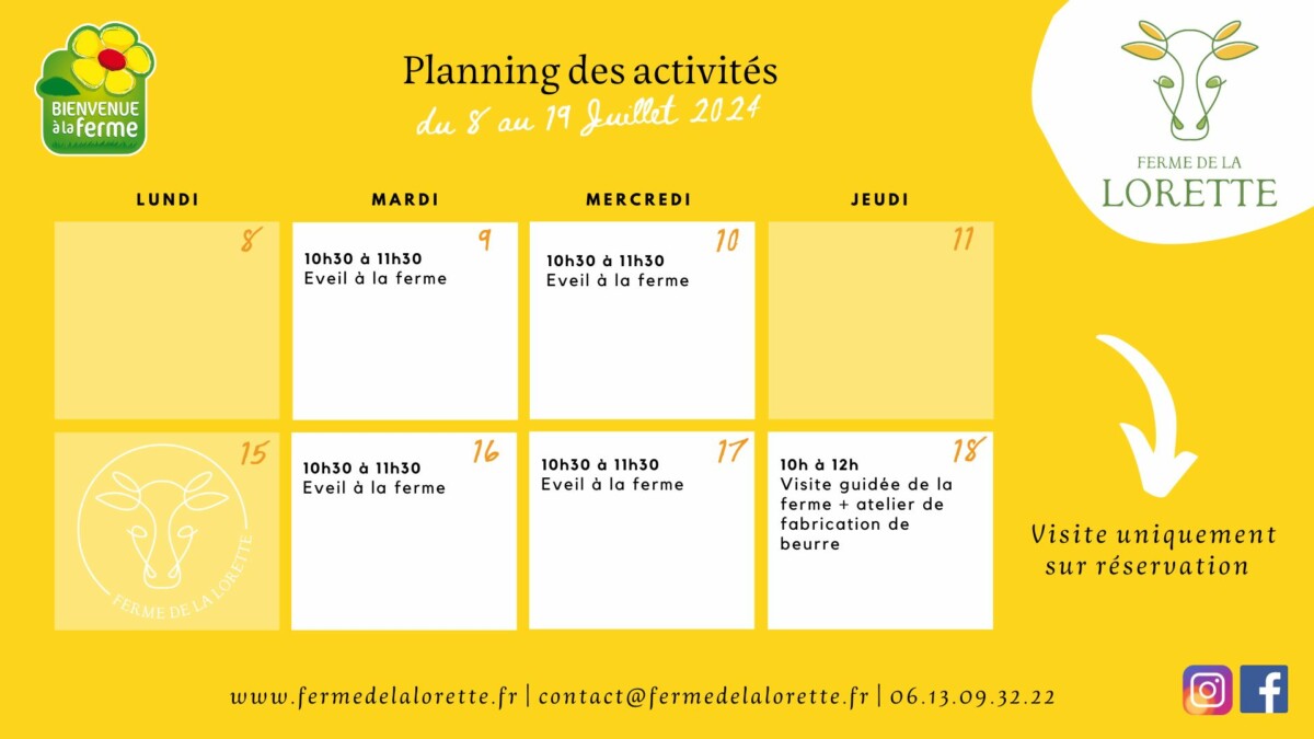 Planning été 2024 semaine 1